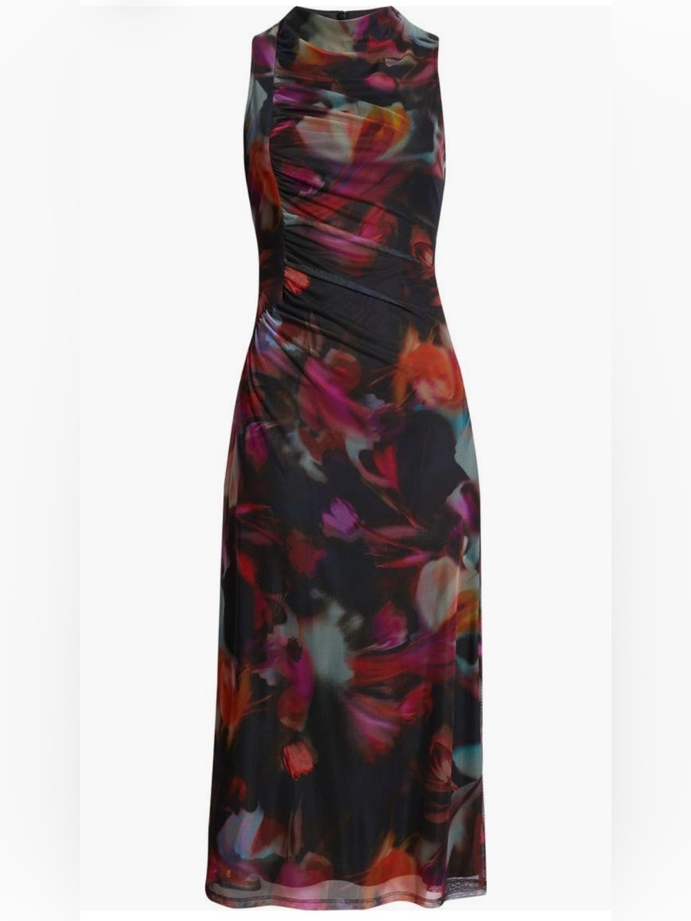 Vince Camuto Floral Printed Mesh Shirred Midi Dress NWT - Picture 5 of 16